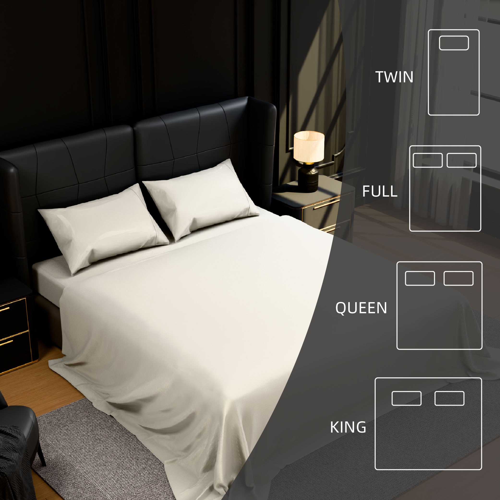 Bedding Queen Bed Sheets Set - 4 Piece Bedding - Brushed Microfiber - Shrinkage And Fade Resistant - Easy Care (Queen, White)_voghion.com
